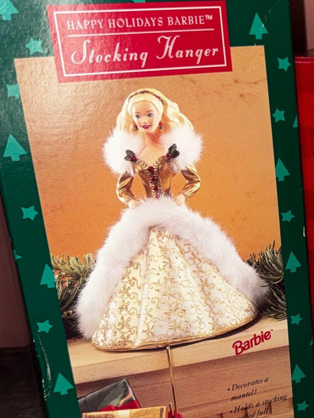 Vintage 1995 Hallmark Barbie Stocking Hanger Holder Brand New In Box